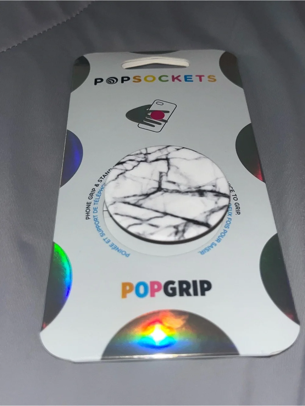 PopSocket PopGrip Marble Pattern Phone Grip - White with Black Veins